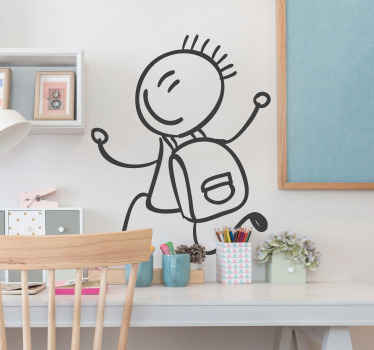 Vinilo infantil dibujo línea mochila - TenVinilo