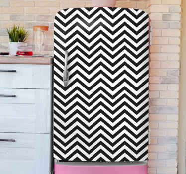 Black and white zig zag lines fridge decal - TenStickers