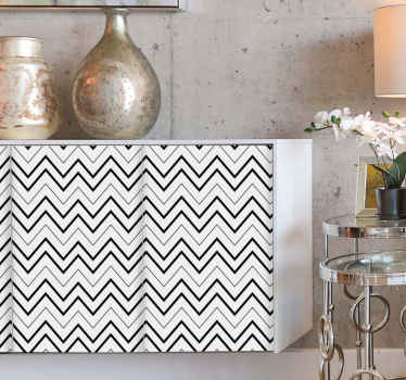 Adesivo mobile motivo a zig zag minimalista in bianco e nero - TenStickers