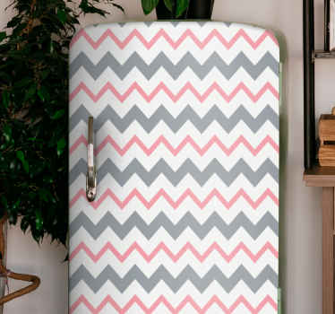 Pink and gray zig zag line pattern fridge decal - TenStickers