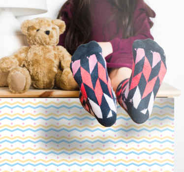 Többszínű cikk-cakk vonal és dot bútor matrica - TenStickers