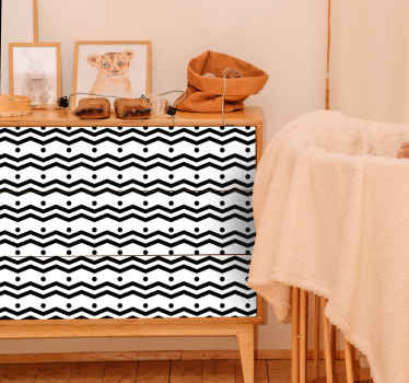 Naklejka na meble Czarno-białe zygzakowate linie i kropki - TenStickers