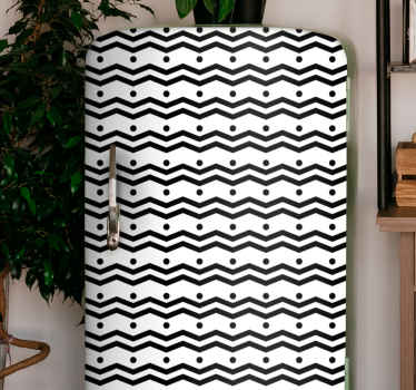 ασπρόμαυρο ζιγκ ζαγκ και κουκκίδες αυτοκόλλητο ψυγείου - TenStickers