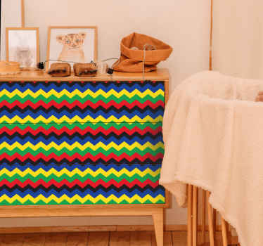 Zig zag lines calid tones furniture sticker - TenStickers