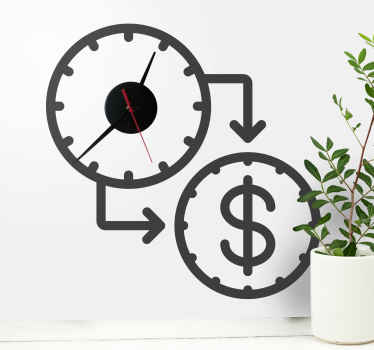 Time is money stopwatch wall clock decal - TenStickers