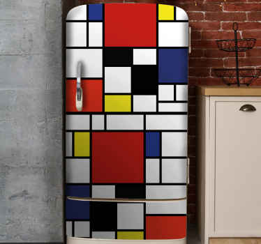 Abstract color Mondrian blocks fridge sticker - TenStickers