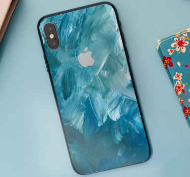 Envuelva su iphone con nuestra vinilo decorativa para iphone con trazo de pincel abstracto azul decorativo original. Está hecho para un ajuste preciso y con bordes bien recortados.