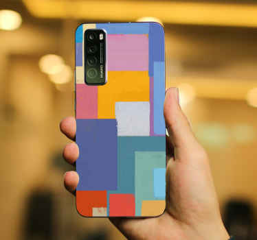 αφηρημένη ζωγραφική πολύχρωμα τετράγωνα huawei decal - TenStickers