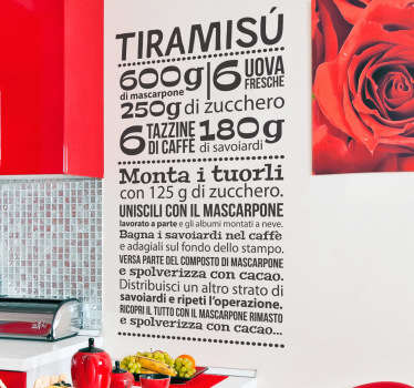 Sticker decorativo ricetta tiramisù - TenStickers