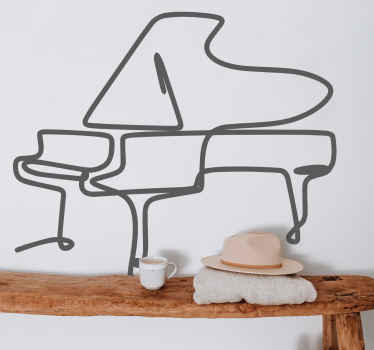 Stylish Piano Silhouette musical wall sticker - TenStickers