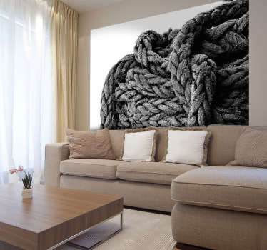 Vinil decorativo de um fotomural autocolante com uma corda de marinheiro. Adesivo de parede para decoração de interiores.
