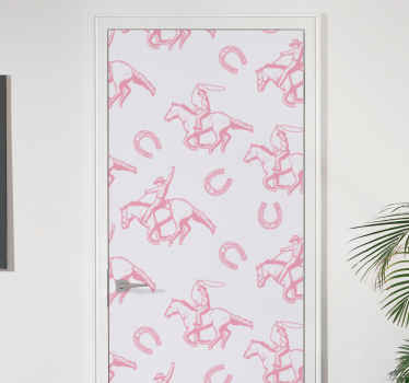 Naljepnica na vratima ružičasti kaubojski konj - TenStickers