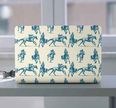 Blå og beige hestemønster bærbare skind - TenStickers