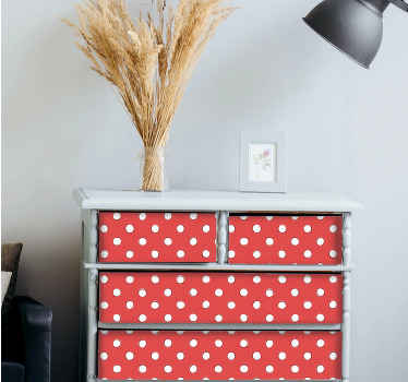 Vinilo para mueble Lunares blancos retro fondo rojo - TenVinilo