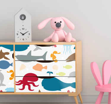 Colorful animal with white furniture sticker - TenStickers