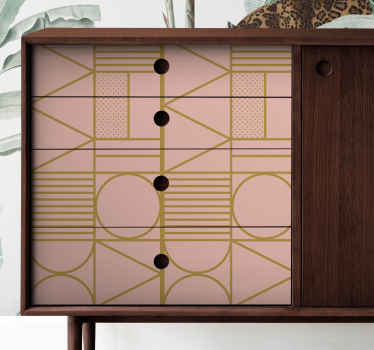 Kultainen ja vaaleanpunainen värit Huonekalutarrat - Tenstickers