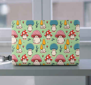 Adorable Mushroom Figures laptop skin - TenStickers