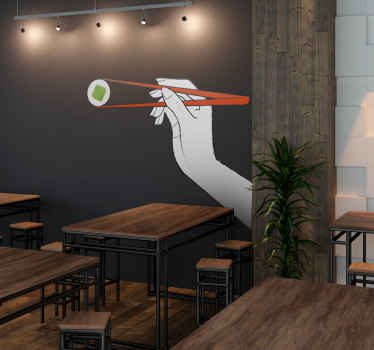 Sushi Time Chopstick  Wall Sticker - TenStickers