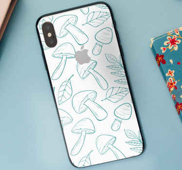 Blue mushrooms pattern iPhone decal - TenStickers