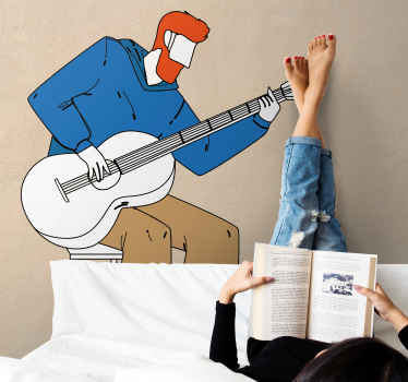 Autocolante de música clássica Guitarrista sentado produtominimal - TenStickers