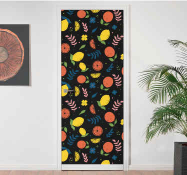 Citrusfélék, levelek ajtó matrica - TenStickers