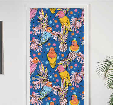 Samolepka na barevné peří na dveře - TenStickers