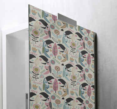 Whimsical Bird Patterns shower screen sticker - TenStickers