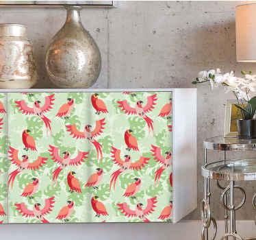 Adesivo mobile uccelli rossi su foglie verdi - TenStickers