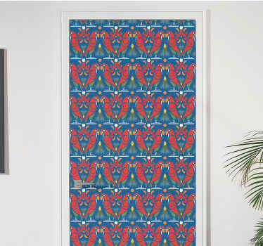 Floral design with blue background door sticker - TenStickers