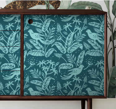 Turquoise flying birds furniture decal - TenStickers