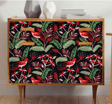 Nálepka na nábytek s červenými a růžovými listy - TenStickers