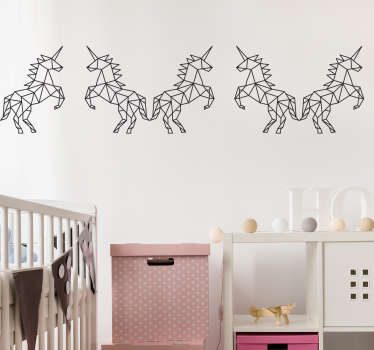 geometric unicorn border wall sticker - TenStickers