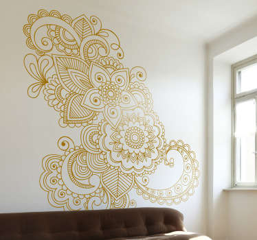 Asian Floral Pattern Flower Wall Sticker - TenStickers