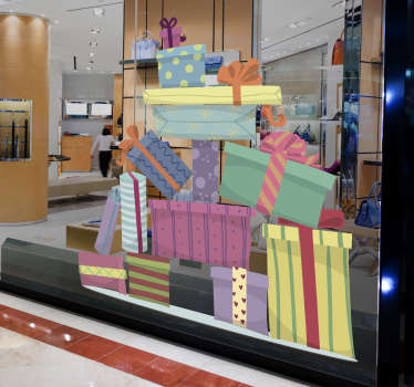 Vinilo pared montaña de regalos - TenVinilo