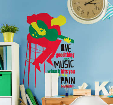 Osoita kunnioitusta musiikin taikuudelle tällä fantastisella seinälainaustarralla, joka kuuluu legendaarisen bob-marleyn kohdalle! Valitse koko.