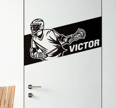 Lacrosse with Name Customisable Sticker - TenStickers