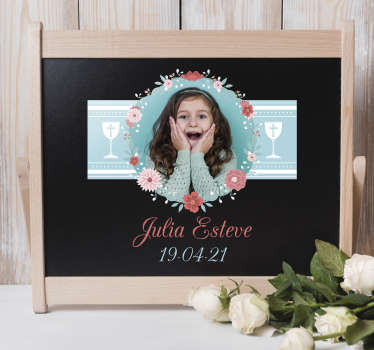 Mural invitación comunión con nombre y foto - TenVinilo