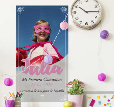 Vinilo pared recordatorio comunión con imagen - TenVinilo