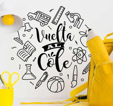 Vinilo frase vuelta al cole material escolar - TenVinilo