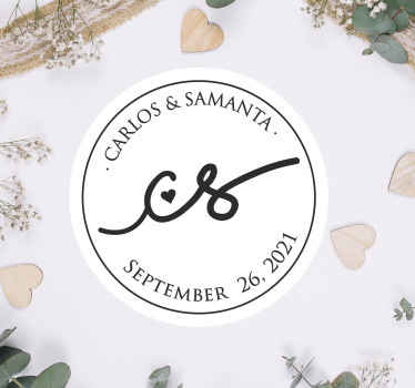 Brugerdefineret bryllupsnavnetegn bryllupsmærke - TenStickers