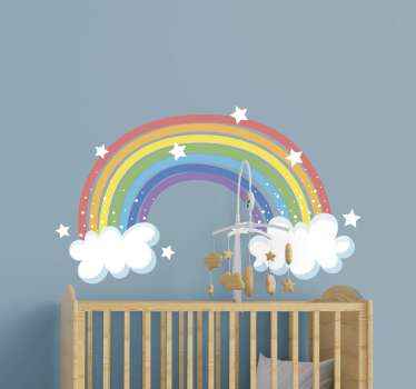 Regnbue stjerner inde i væg klistermærker til børn - TenStickers