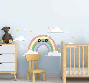 Regnbue skyer og stjerner væg klistermærker til barn - TenStickers