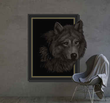 Adesivo murale illusione Lupo 3d - TenStickers