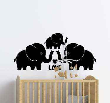 Um Vinil decorativo ilustrativo de parede de elefante para o espaço do quarto das crianças. Está disponível em diferentes opções de cores e tamanhos.