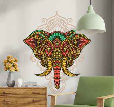 Dambulla elephant mandala wild animal decal - TenStickers