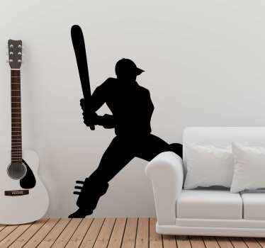 Cricket player silhouette wall sticker - TenStickers