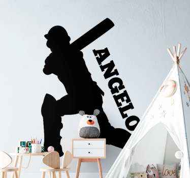 Vinilo juvenil de jugador cricket personalizable - TenVinilo