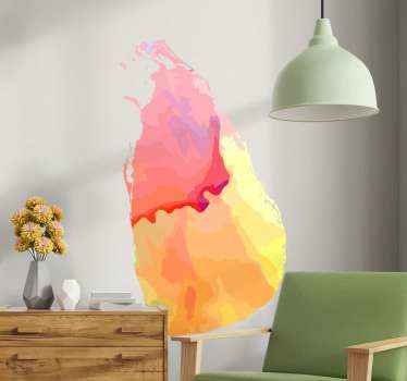 Sri Lanka watercolor map wall sticker - TenStickers
