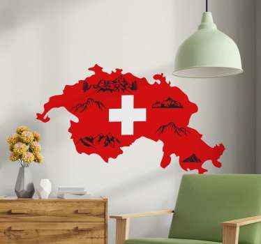 Aufkleber Schweiz karte mit bergen - TenStickers