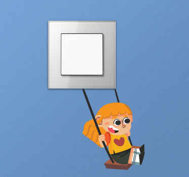 Naljepnica djevojka koja se ljulja prekidač za svjetlo - TenStickers